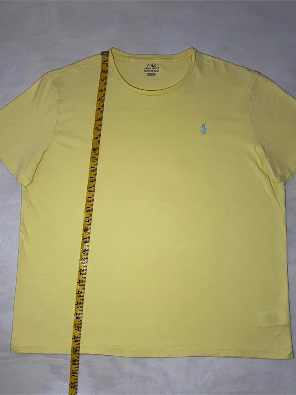 Polo Ralph Lauren Men’s T-Shirt XXL Yellow Crewneck Blue Embroidered Pony Cotton